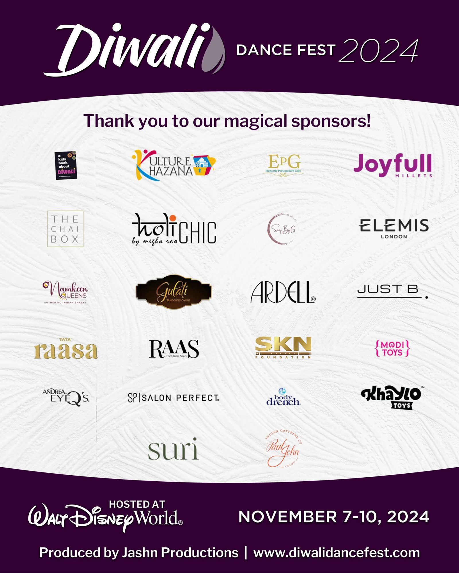 Thank you to the Diwali Dance Fest 2024 sponsors